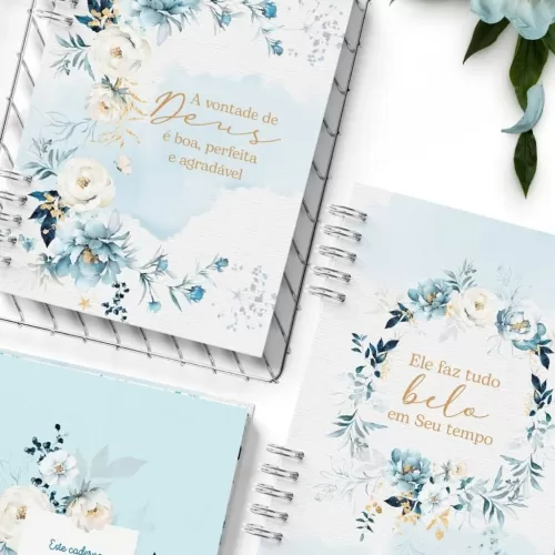 Combo 6 Capas e 3 Miolos Coleção Floral Azul