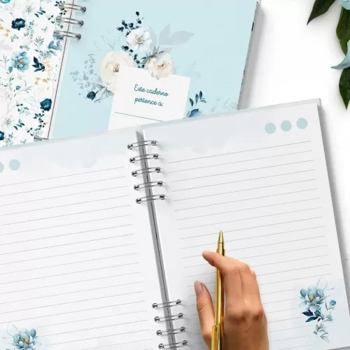 Combo 6 Capas e 3 Miolos Coleção Floral Azul