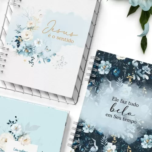 Combo 6 Capas e 3 Miolos Coleção Floral Azul