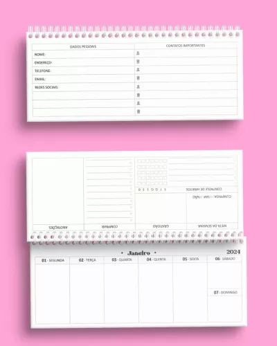 Combo 8 arquivos Desk Planner Semanal Permanente e Datado 2024 – Bicho Papel
