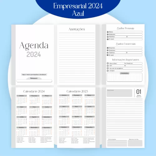 Combo Agendamento Empresarial – Azul 2024 – Pamella Vieira
