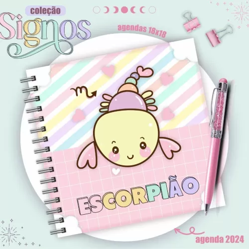Combo Agendas 2024 – Signos 18×18 – Lina Criativa 