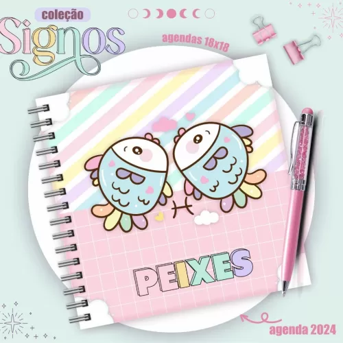 Combo Agendas 2024 – Signos 18×18 – Lina Criativa 