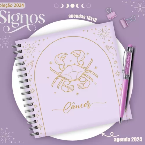 Combo Agendas 2024 – Signos 18×18 – Lina Criativa 