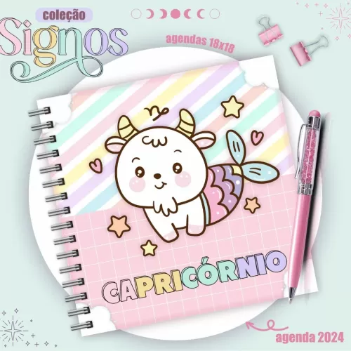 Combo Agendas 2024 – Signos 18×18 – Lina Criativa 