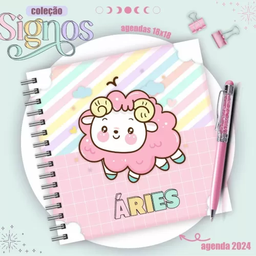 Combo Agendas 2024 – Signos 18×18 – Lina Criativa 