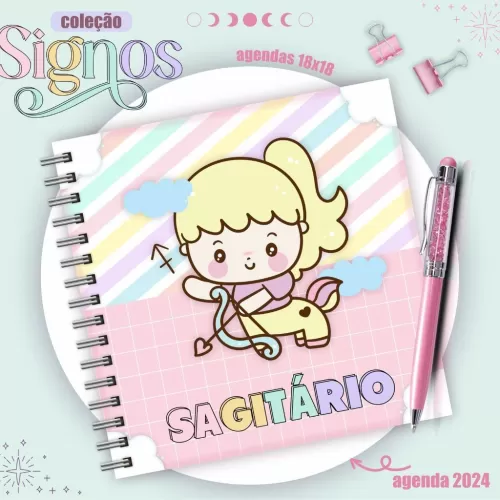 Combo Agendas 2024 – Signos 18×18 – Lina Criativa 