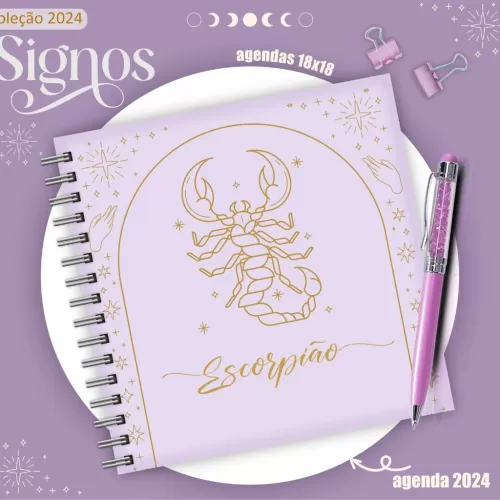 Combo Agendas 2024 – Signos 18×18 – Lina Criativa 