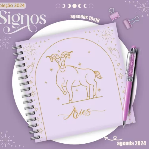 Combo Agendas 2024 – Signos 18×18 – Lina Criativa 