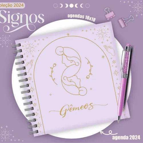 Combo Agendas 2024 – Signos 18×18 – Lina Criativa 