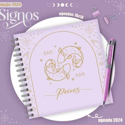 Combo Agendas 2024 – Signos 18×18 – Lina Criativa 