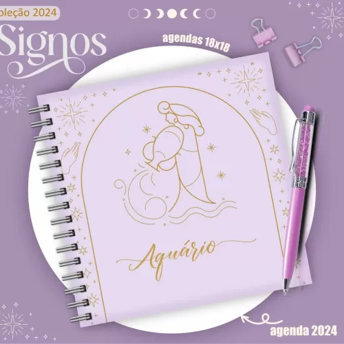 Combo Agendas 2024 – Signos 18×18 – Lina Criativa 
