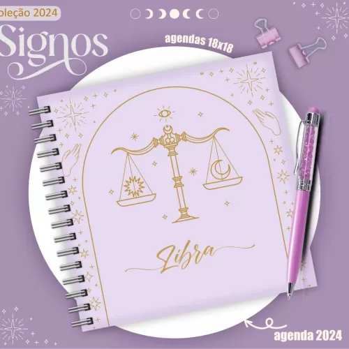 Combo Agendas 2024 – Signos 18×18 – Lina Criativa 