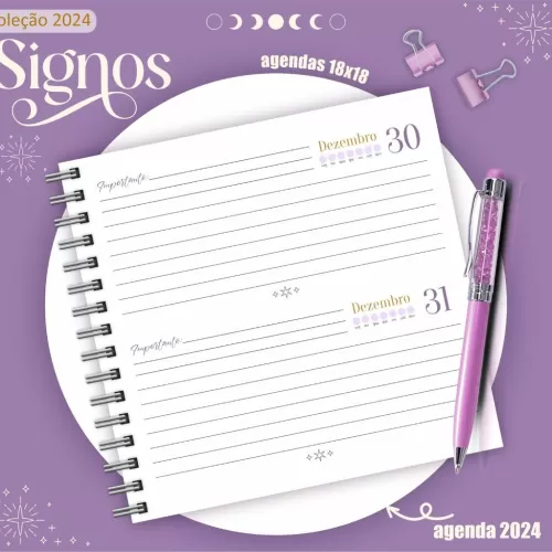 Combo Agendas 2024 – Signos 18×18 – Lina Criativa 