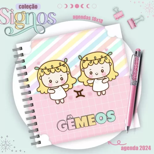 Combo Agendas 2024 – Signos 18×18 – Lina Criativa 