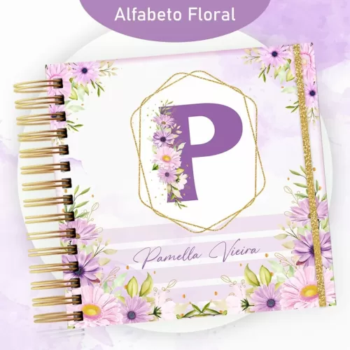 Combo Alfabeto Floral Lilás – Encadernação 2024 (Pamella Vieira)