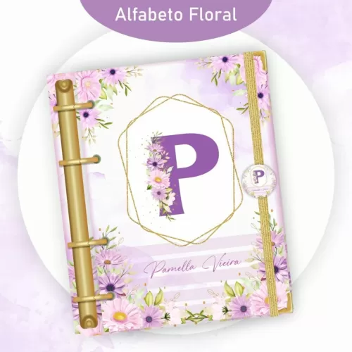 Combo Alfabeto Floral Lilás – Encadernação 2024 (Pamella Vieira)