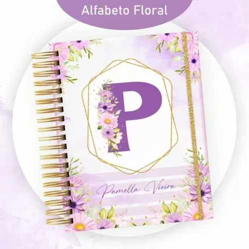 Combo Alfabeto Floral Lilás – Encadernação 2024 (Pamella Vieira)