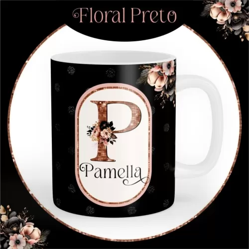 Combo Alfabeto Floral Preto e Rosa 2024 