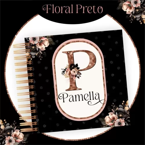 Combo Alfabeto Floral Preto e Rosa 2024 