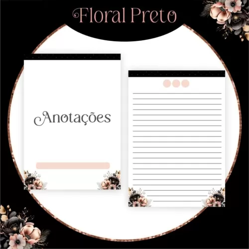 Combo Alfabeto Floral Preto e Rosa 2024 