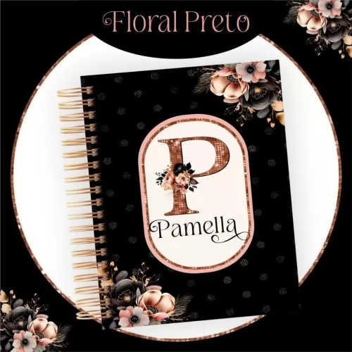 Combo Alfabeto Floral Preto e Rosa 2024 