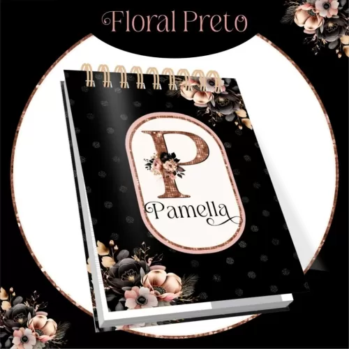 Combo Alfabeto Floral Preto e Rosa 2024 