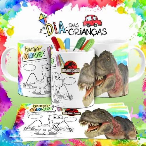 Combo Artes Canecas Colorir Personagens – Dia das Crianças