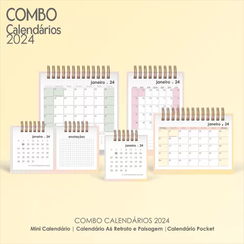 Combo– Calendários 2024 – Moldes da Lê