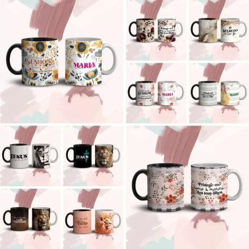 Combo Estampas Canecas Cristã – Com e Sem Frases