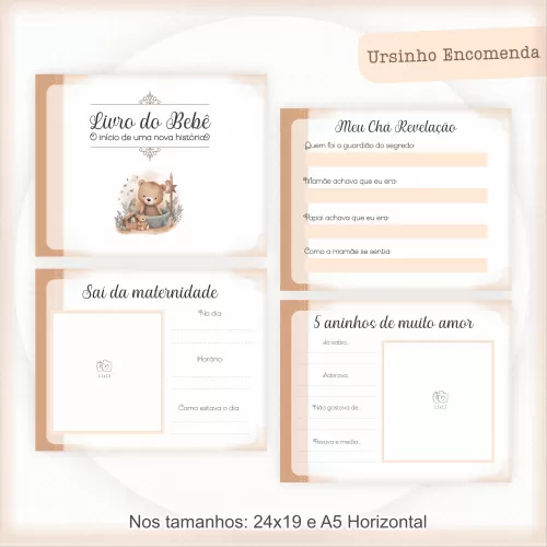 Combo Maternidade Ursinho Encomenda – Encadernação – Pamella Vieira
