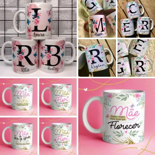 Estampas Canecas Floral Alfabeto – Dia das Mães – Abacaxi Sublimático