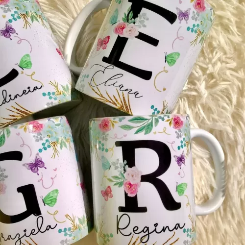 Estampas Canecas Floral Alfabeto – Dia das Mães – Abacaxi Sublimático