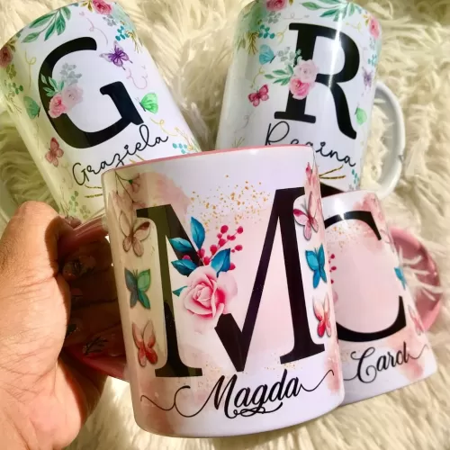 Estampas Canecas Floral Alfabeto – Dia das Mães – Abacaxi Sublimático