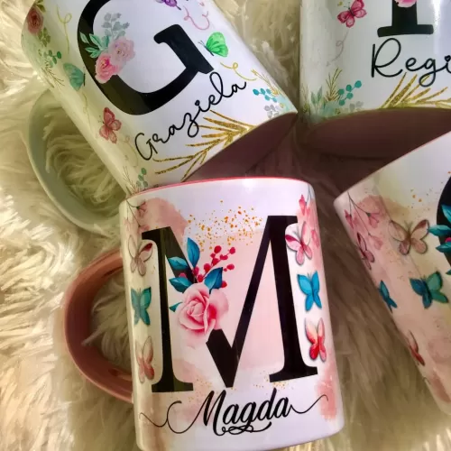 Estampas Canecas Floral Alfabeto – Dia das Mães – Abacaxi Sublimático