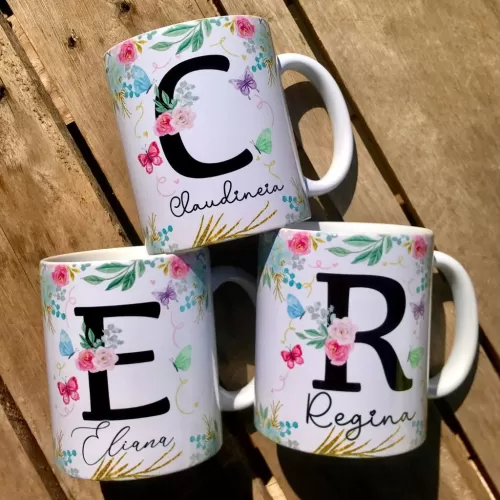 Estampas Canecas Floral Alfabeto – Dia das Mães – Abacaxi Sublimático