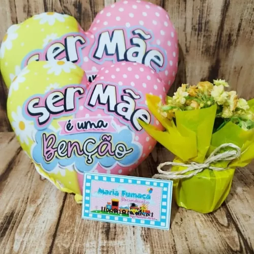Estampas Canecas e Almofada Coração – Dia das Mães