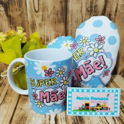 Estampas Canecas e Almofada Coração – Dia das Mães
