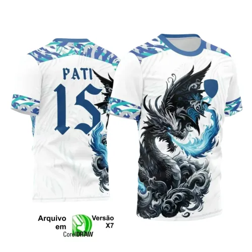 Interclasse Dragão 2025: Arte Vetor em Chamas Azul