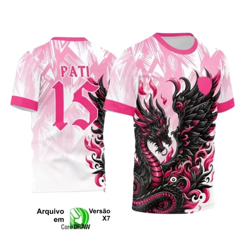 Interclasse Dragão 2025: Arte Vetor em Chamas Rosa