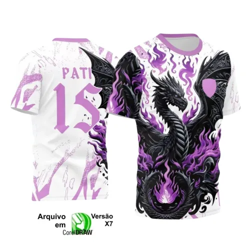 Interclasse Dragão 2025: Arte Vetor em Chamas Roxas