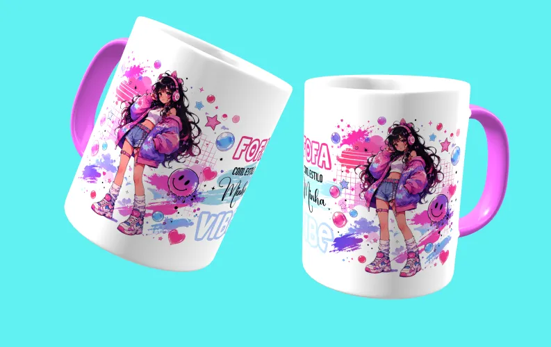 Caneca personalizada com personagem de anime fofo