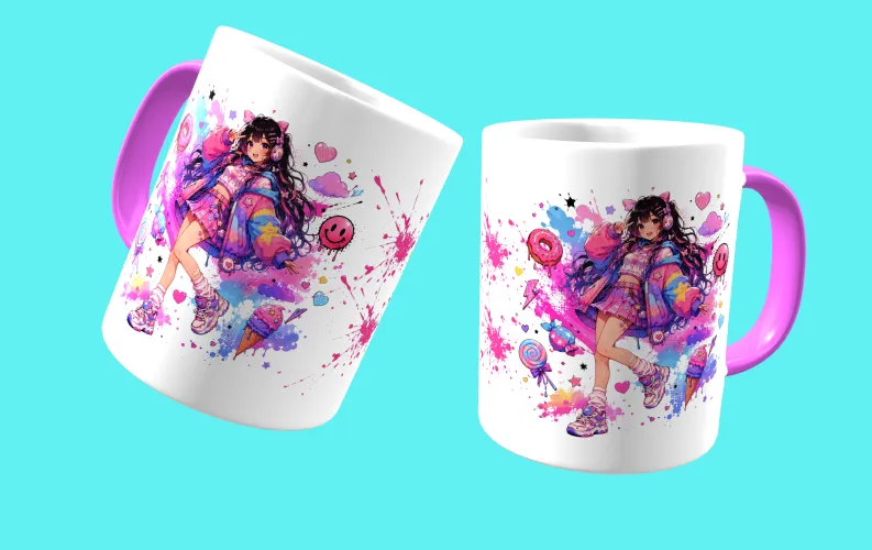 Caneca personalizada com personagem de anime fofo