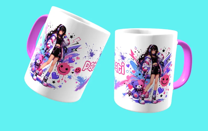 Caneca personalizada com personagem de anime fofo