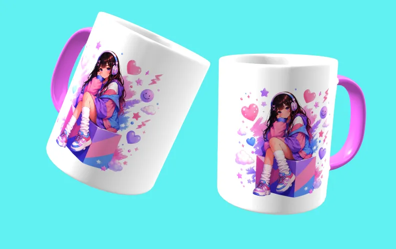Caneca personalizada com personagem de anime fofo