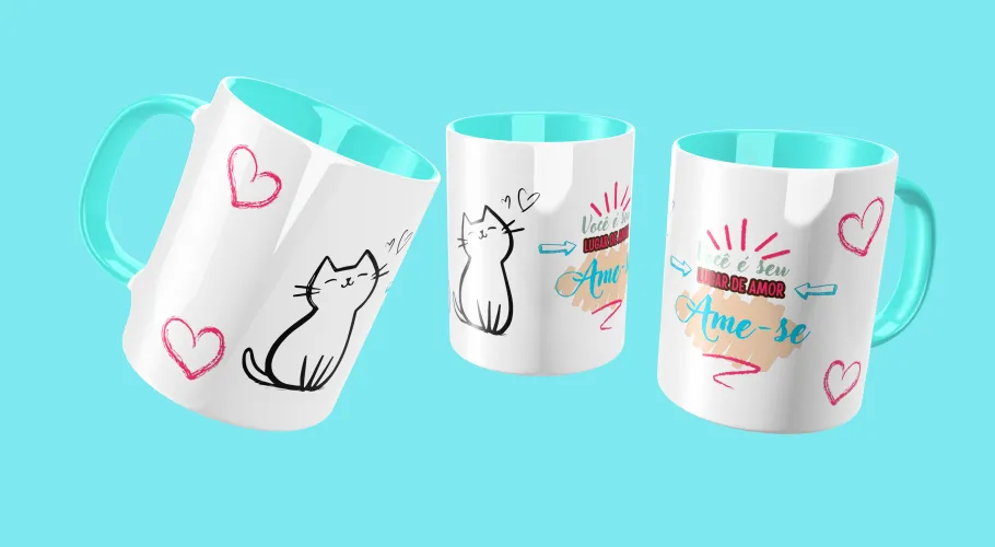Caneca feminina com frase delicada, mensagens motivacionais