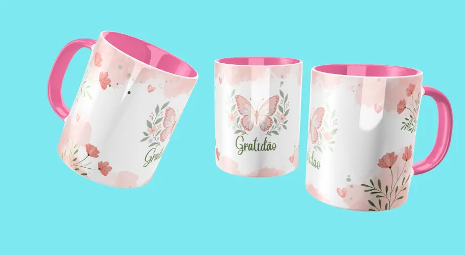 Caneca feminina com frase delicada, mensagens motivacionais