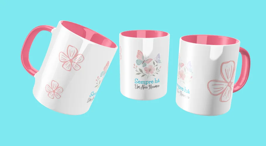 Caneca feminina com frase delicada, mensagens motivacionais