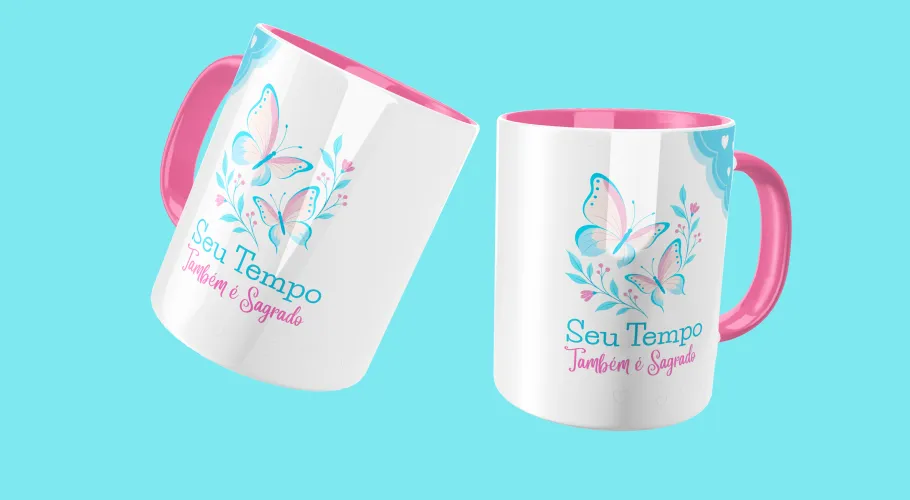 Caneca feminina com frase delicada, mensagens motivacionais