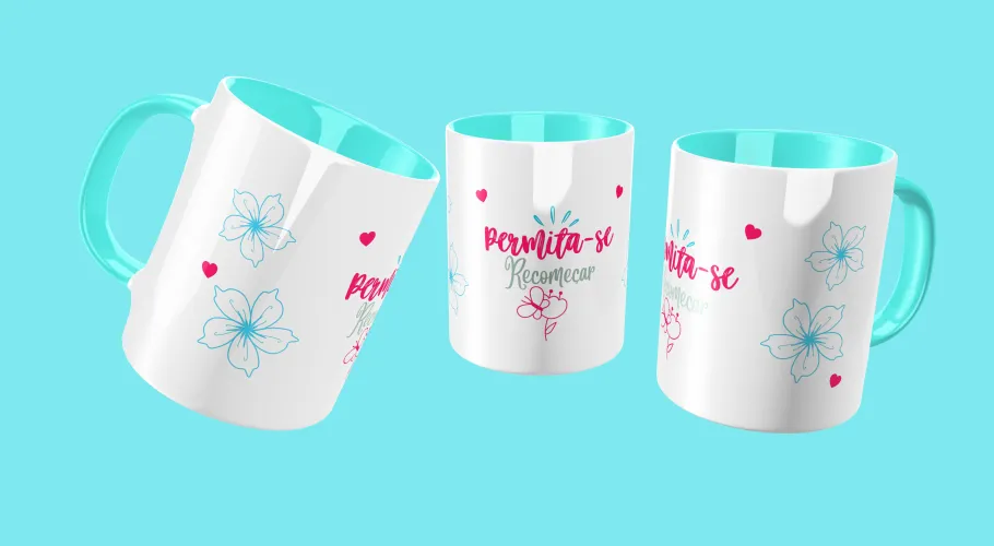 Caneca feminina com frase delicada, mensagens motivacionais